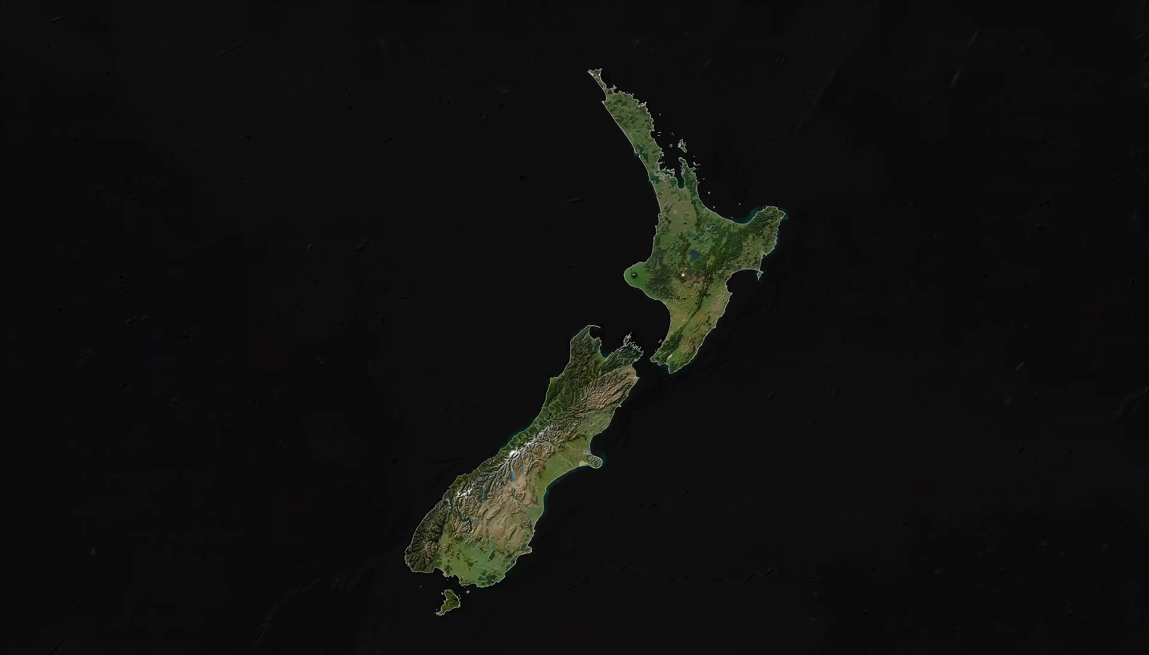 Satellite map of New Zealand showing Southbase locations